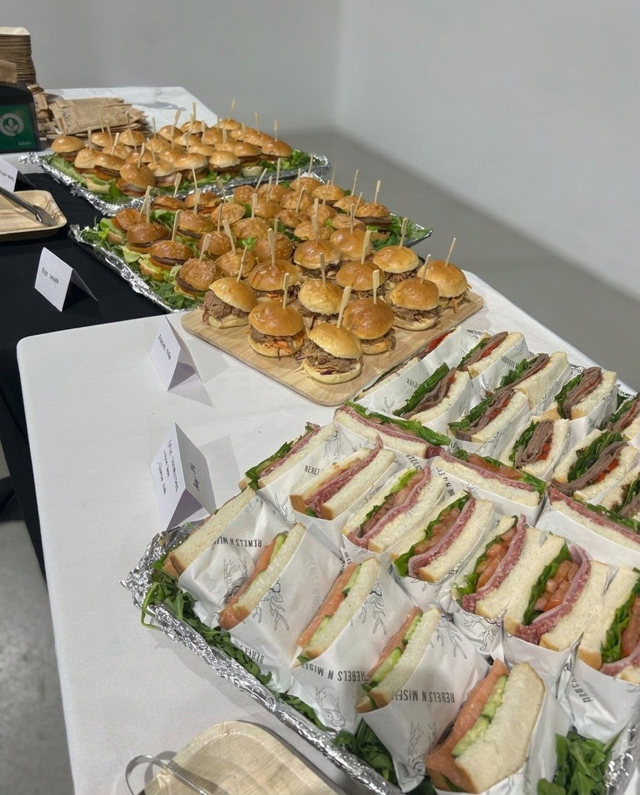 Rebels N Misfits sandwiches and sliders set out for an event