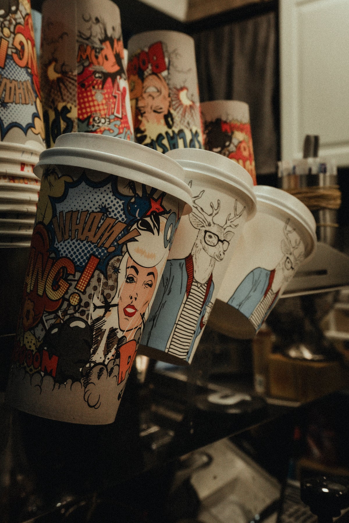 Rebels N Misfits pop-art coffee cups